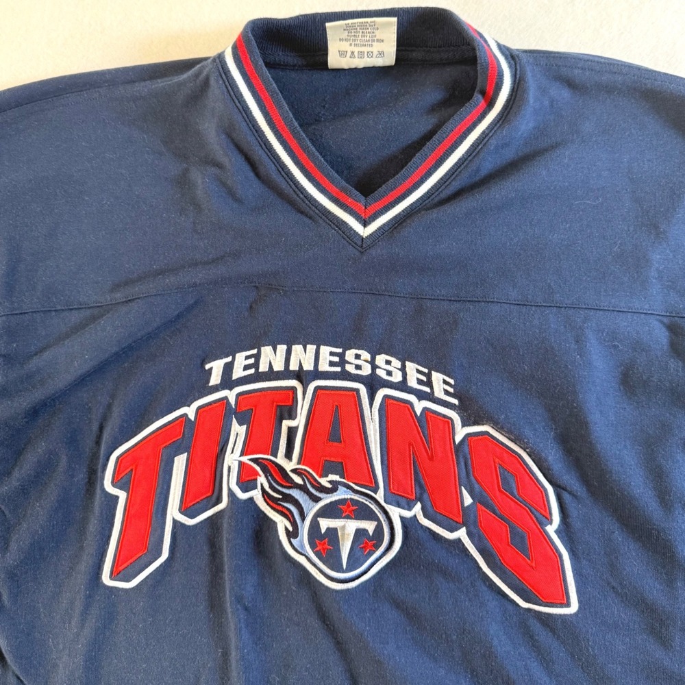 Tennessee Titans NFL Lee Sport Pullover Sweatshirt Mens 2XL Embroidered Navy VTG